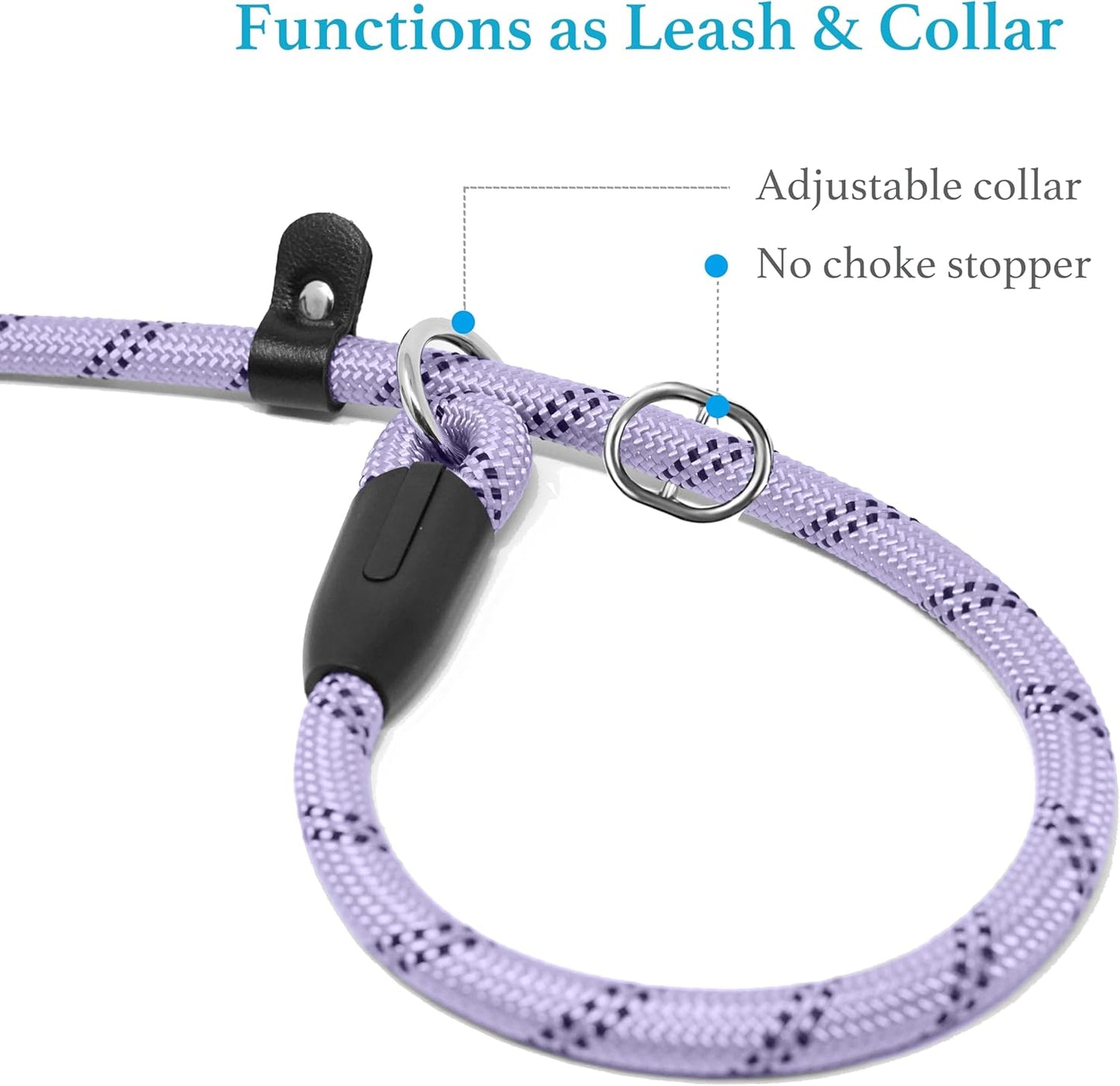 6 FT Durable Slip Lead Dog Leash with Padded Handle and Highly Reflective Threads, Dog Training Leash, (Small, 0~35 Lbs, Black)