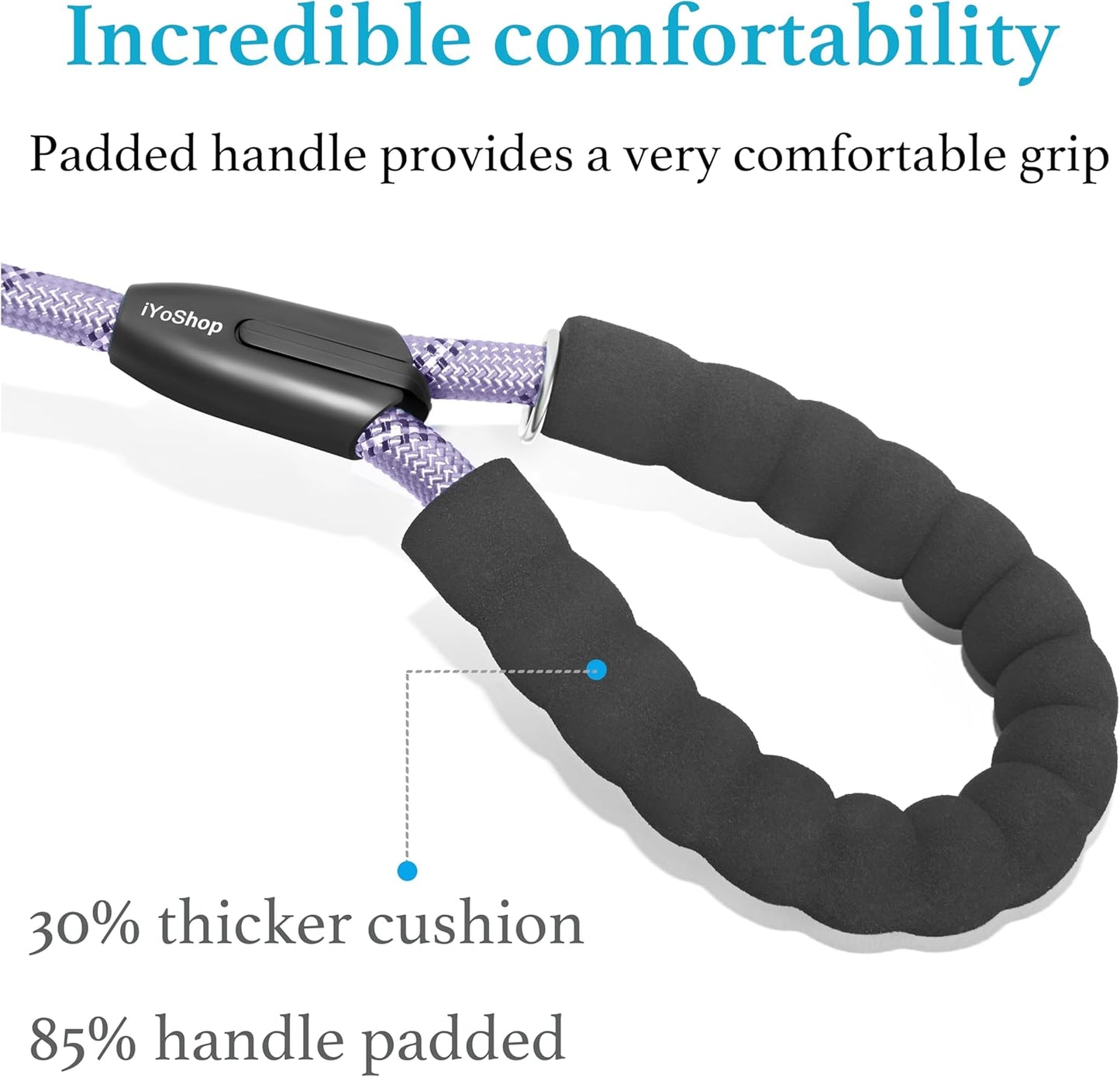 6 FT Durable Slip Lead Dog Leash with Padded Handle and Highly Reflective Threads, Dog Training Leash, (Small, 0~35 Lbs, Black)